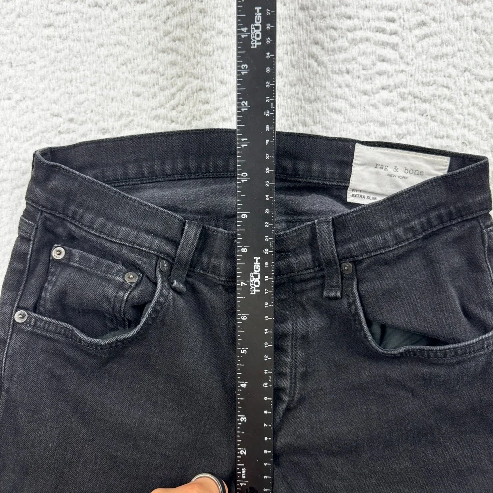 Rag & Bone Jean Men 30 Black Denim Authentic Stretch Extra Slim Fit 1 Skinny Leg